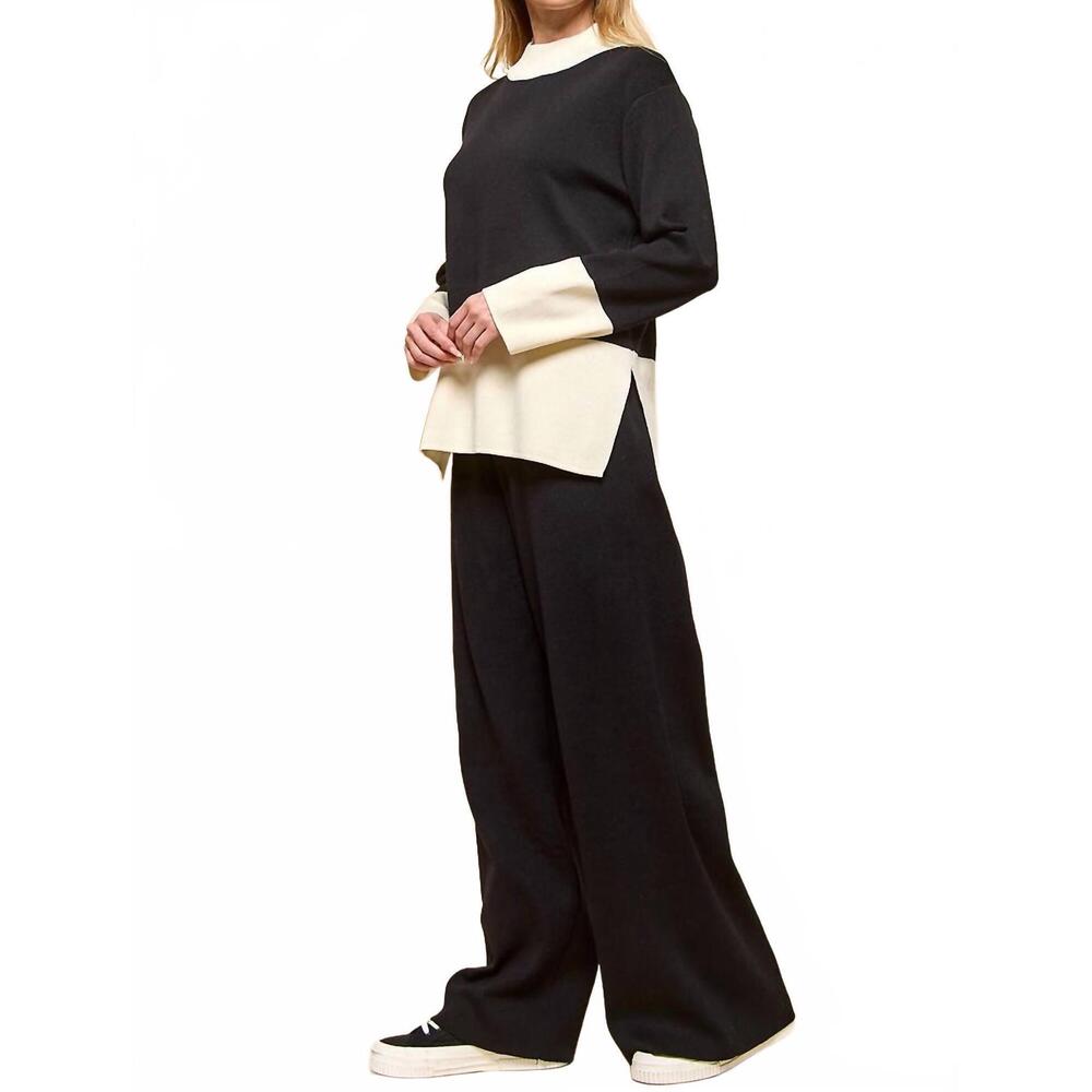 NEW CEZELE long sleeves and wide leg pants matching set in black